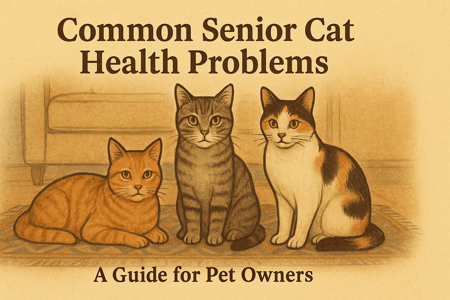 Senior cat resting comfortably at home, representing common health changes in aging cats