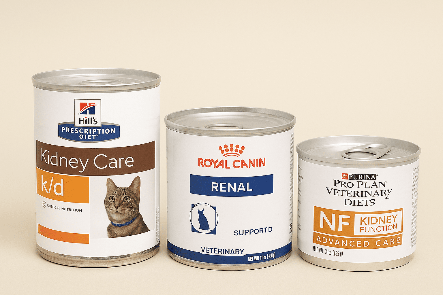 Comparison of prescription renal diet and regular cat food for CKD management in senior cats.