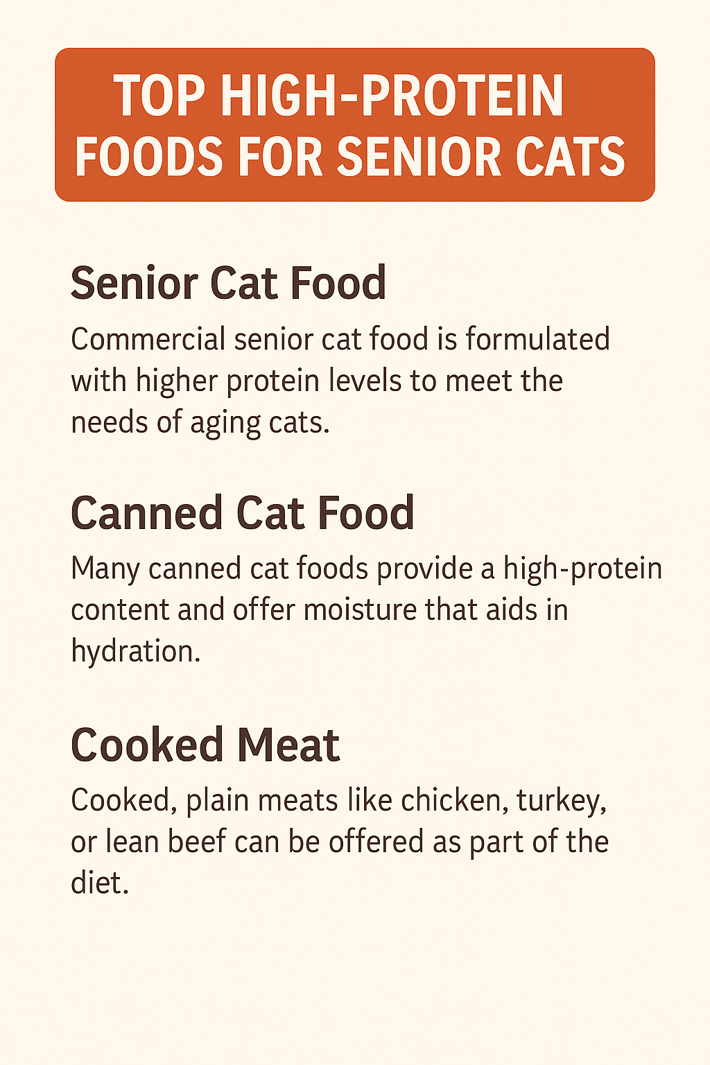 Infographic comparing protein needs of adult cats versus senior cats