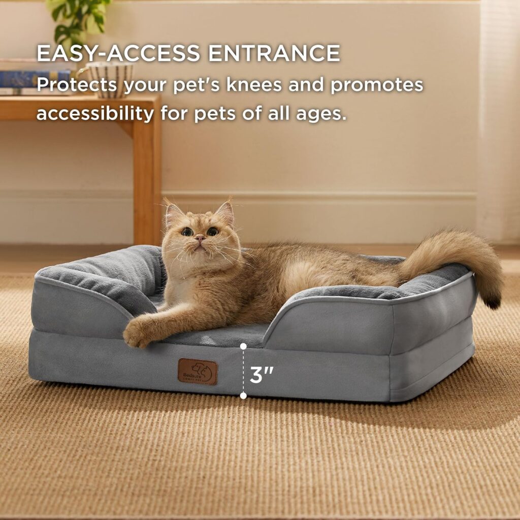 Bedsure orthopedic cat bed with low entry for senior cats with joint pain