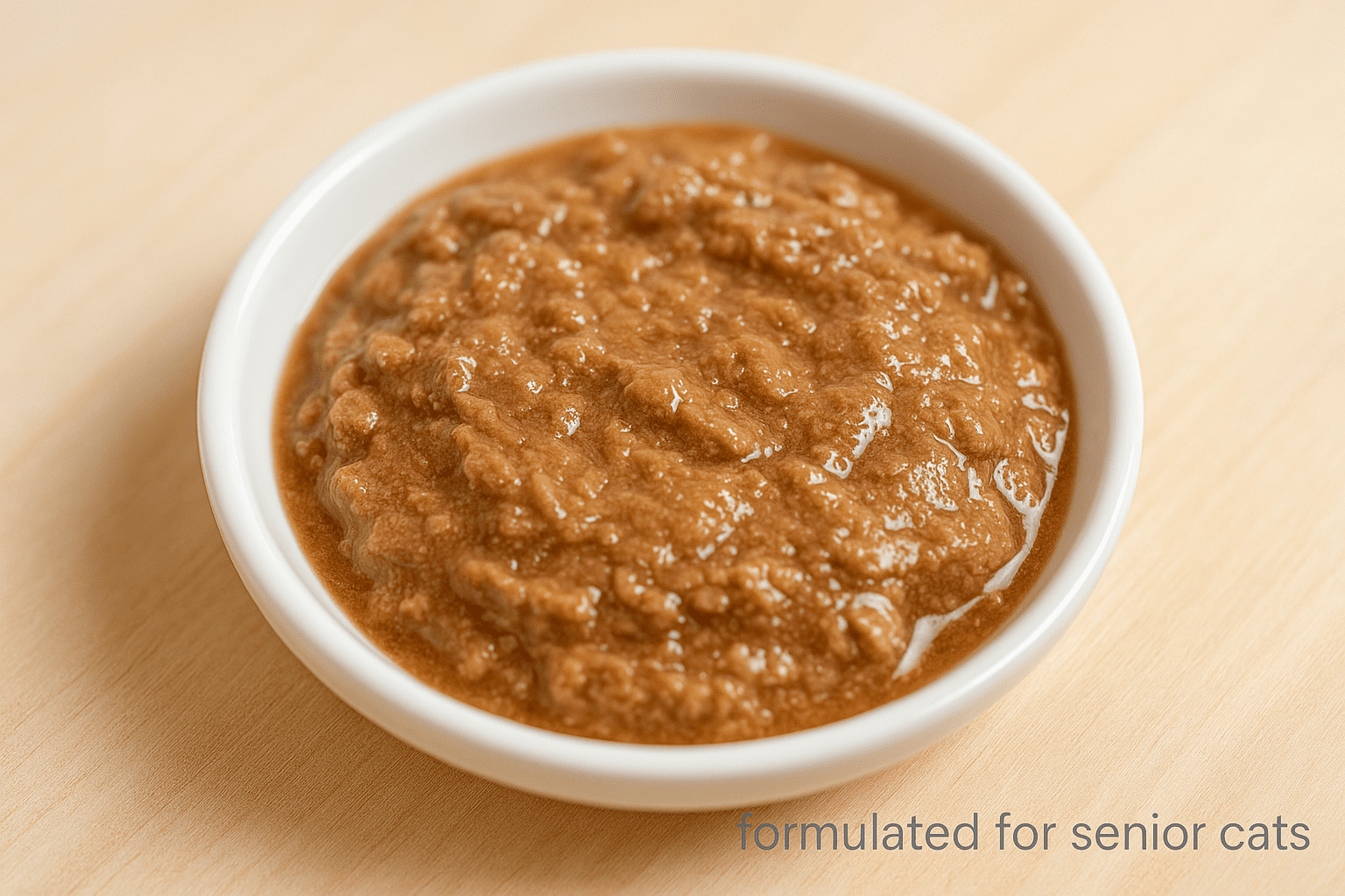Bowl of nutrient-dense wet food formulated for older cats