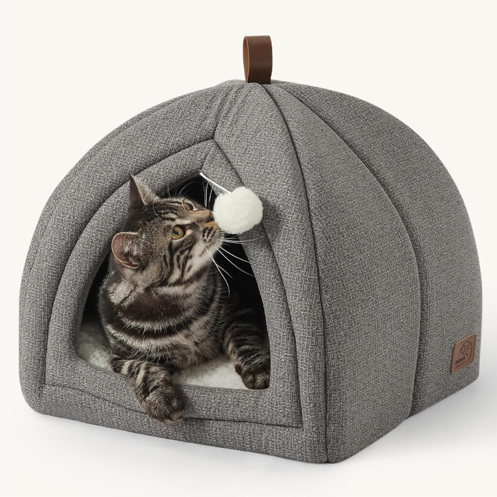Orthopedic memory foam cat cave designed for indoor cats and seniors.
