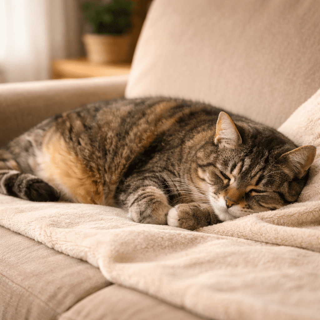 Older cat sleeping more due to reduced activity with age