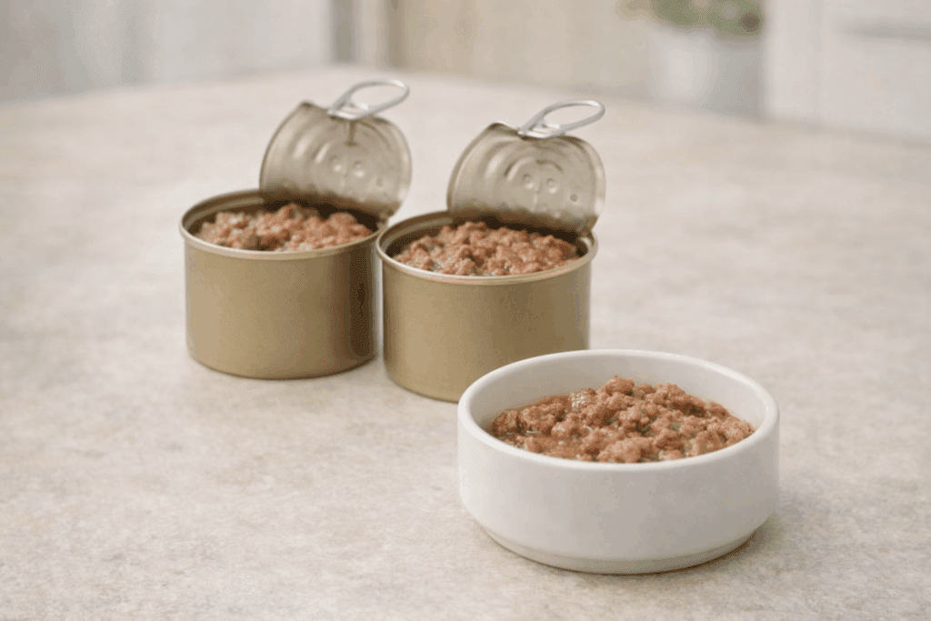 Wet cat food portion size using a standard 3 ounce can
